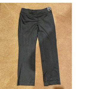 NY & Company Straight Leg Houndstooth Pull On Pants Large Petite